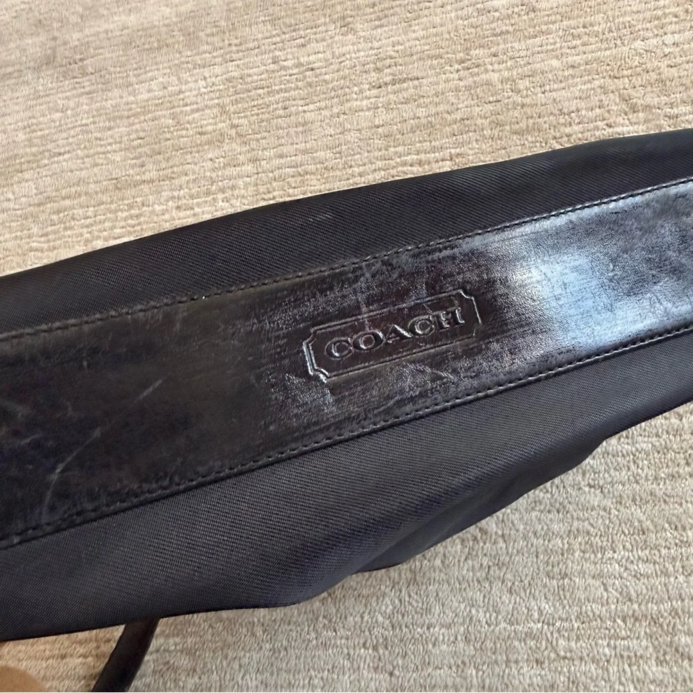 Vintage Coach 7406 Mercer Zip Shoulder Bag Black Fabric w/ Black leather accents
